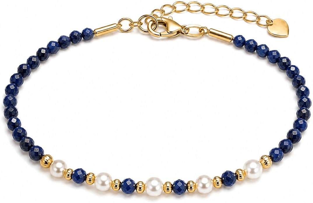Mother-of-Pearl & Lapis 3mm Adjustable Bracelet
