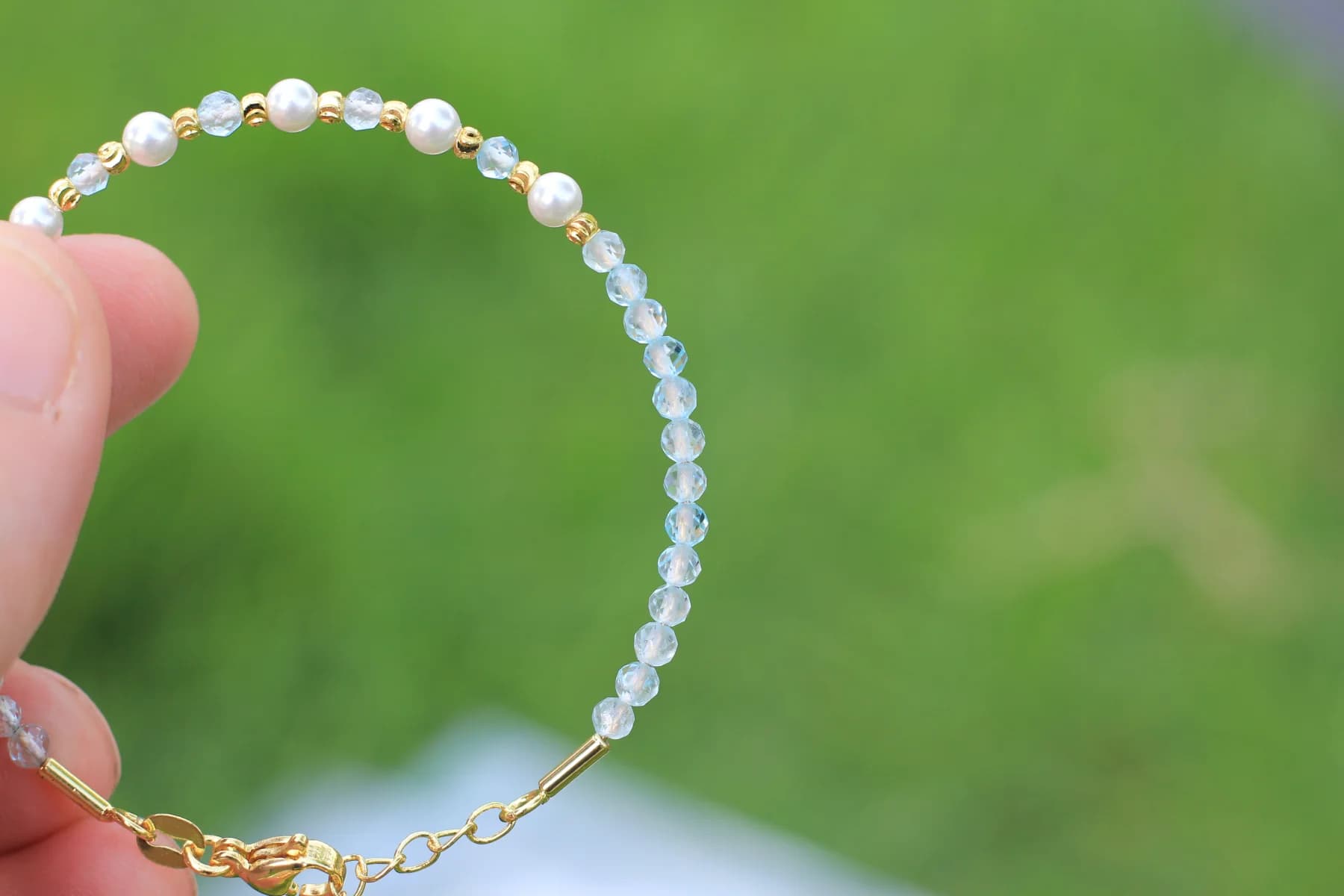 Blue Topaz & Mother-of-Pearl Adjustable Bracelet