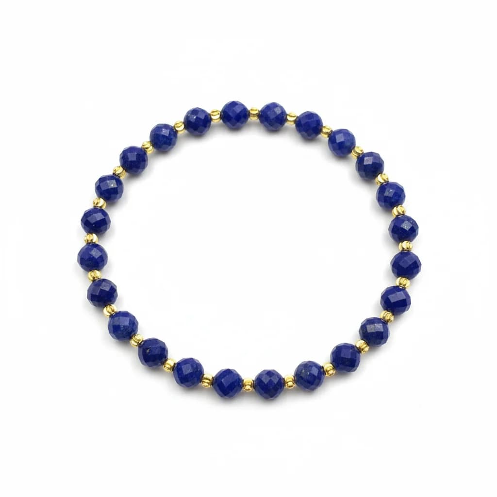 Lapis Lazuli 64-Facet Gold Accent Bracelet
